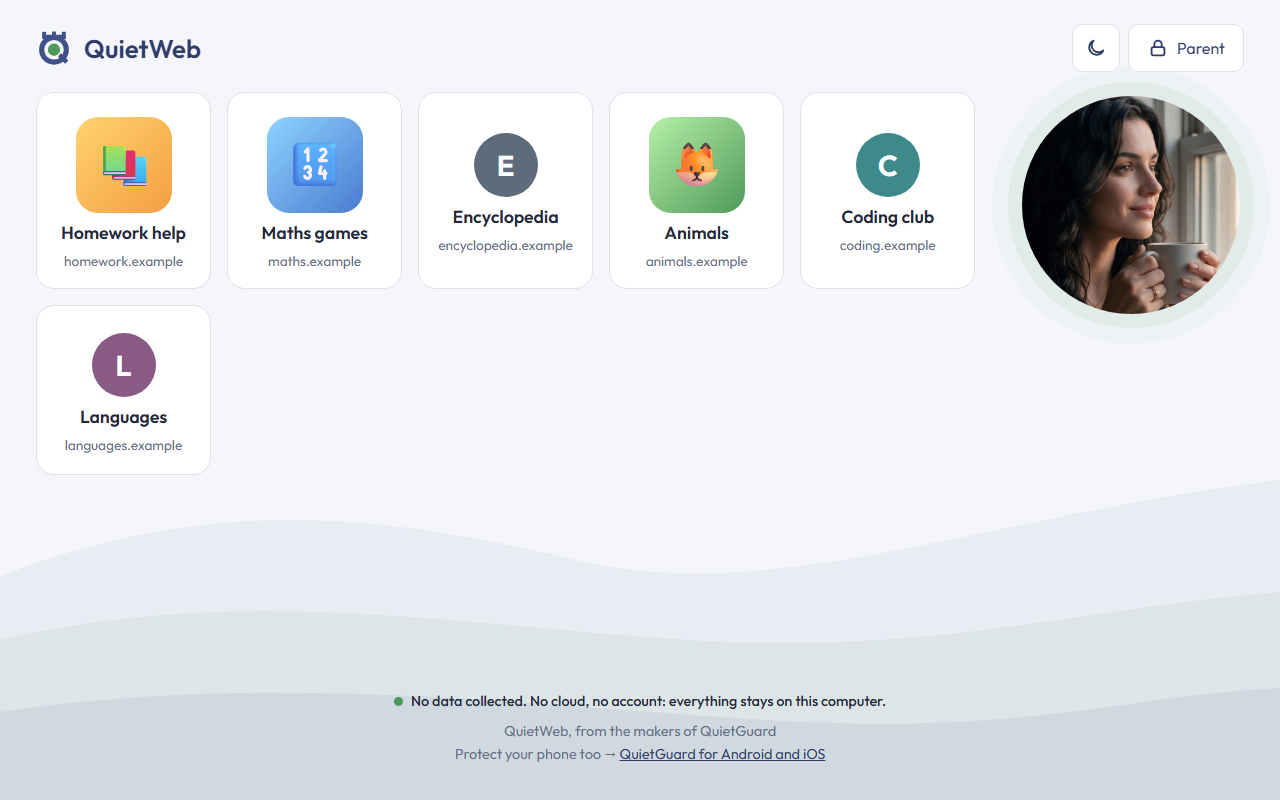QuietWeb for Windows, light theme